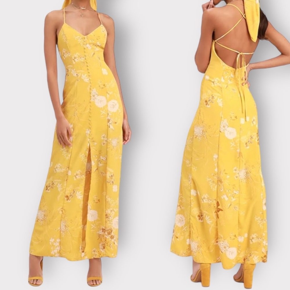 Lulu’s Crista Button Down Floral Maxi Dress NEW XL